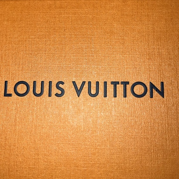 Original LV Luis Vuitton Shopping Gift Box, Orange with Blue Ribbon Pull Tab - Picture 2 of 5